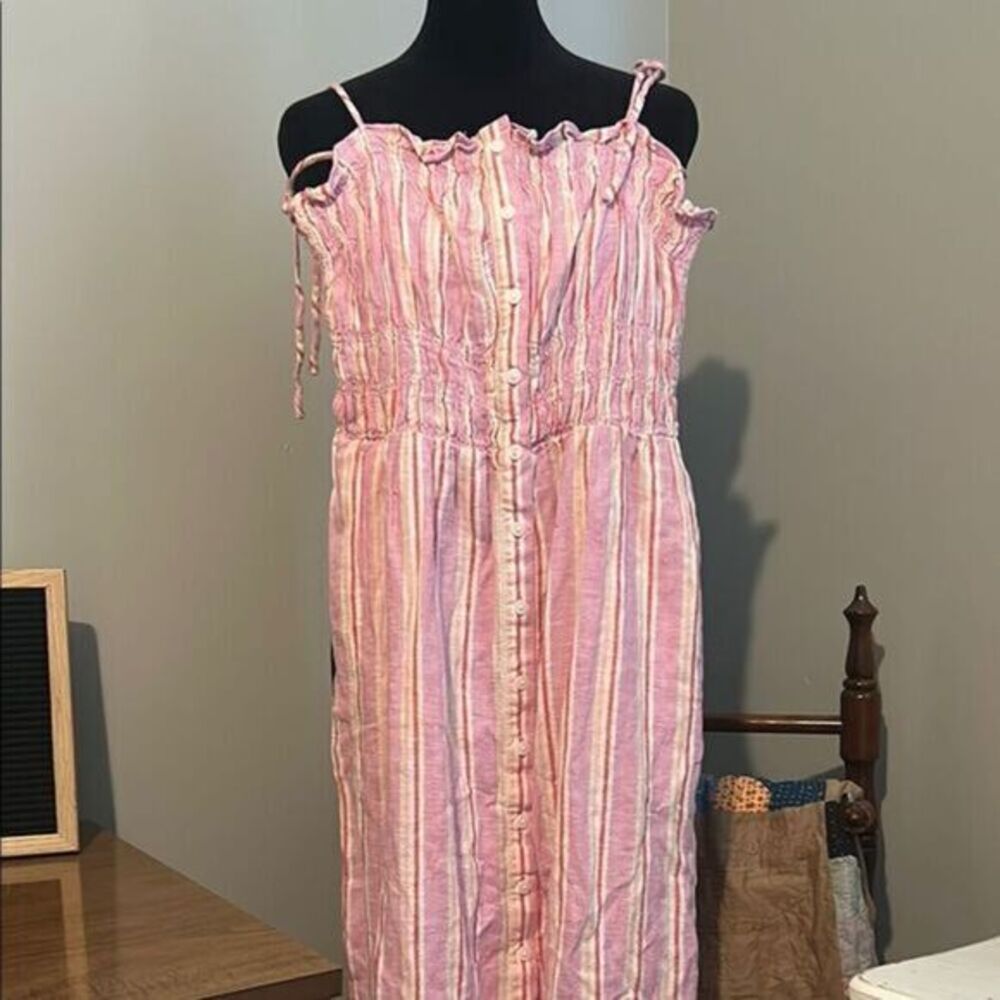 NWT Universal Thread  Pink and White Striped button down Dress  C